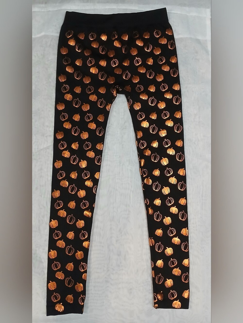 Target Black & Copper Metallic Pumpkin Halloween Fleece Leggings